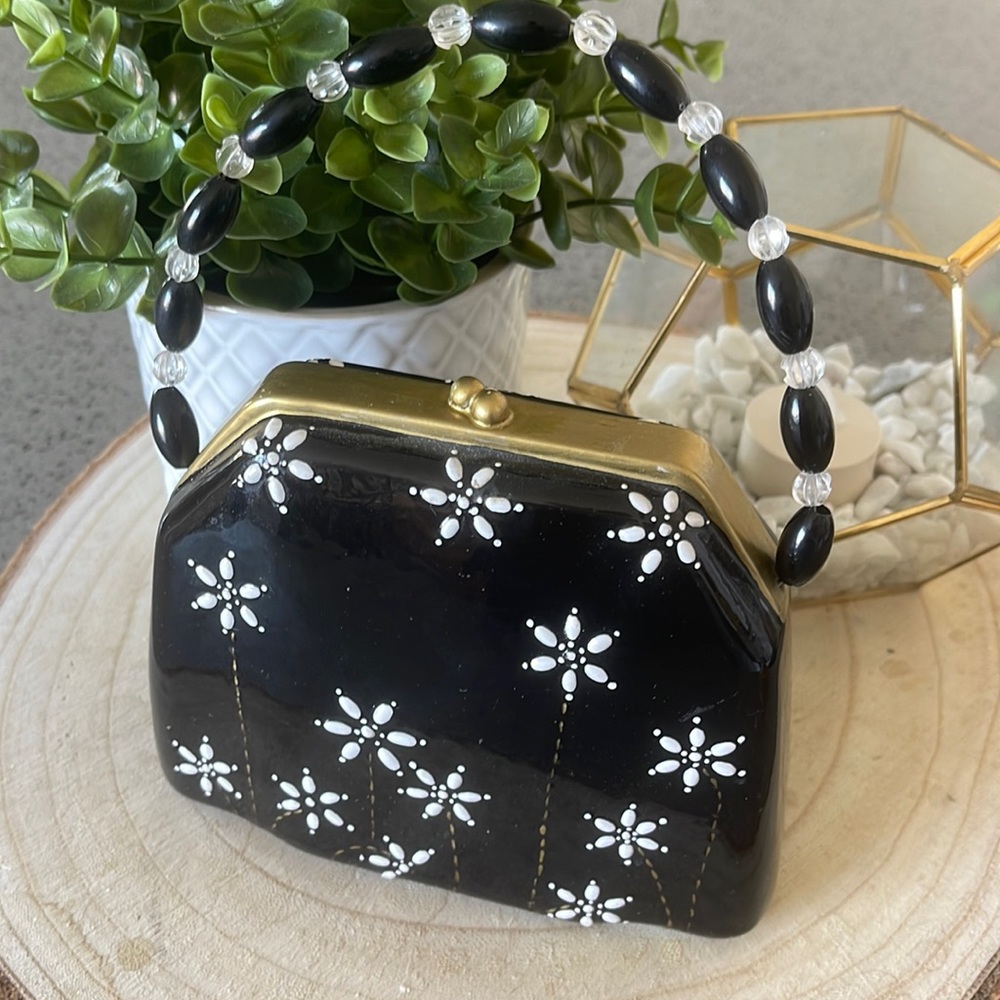 Kathy Hatch vintage Ceramic Coin Bank purse 👜  🙌🏻💞💞💞